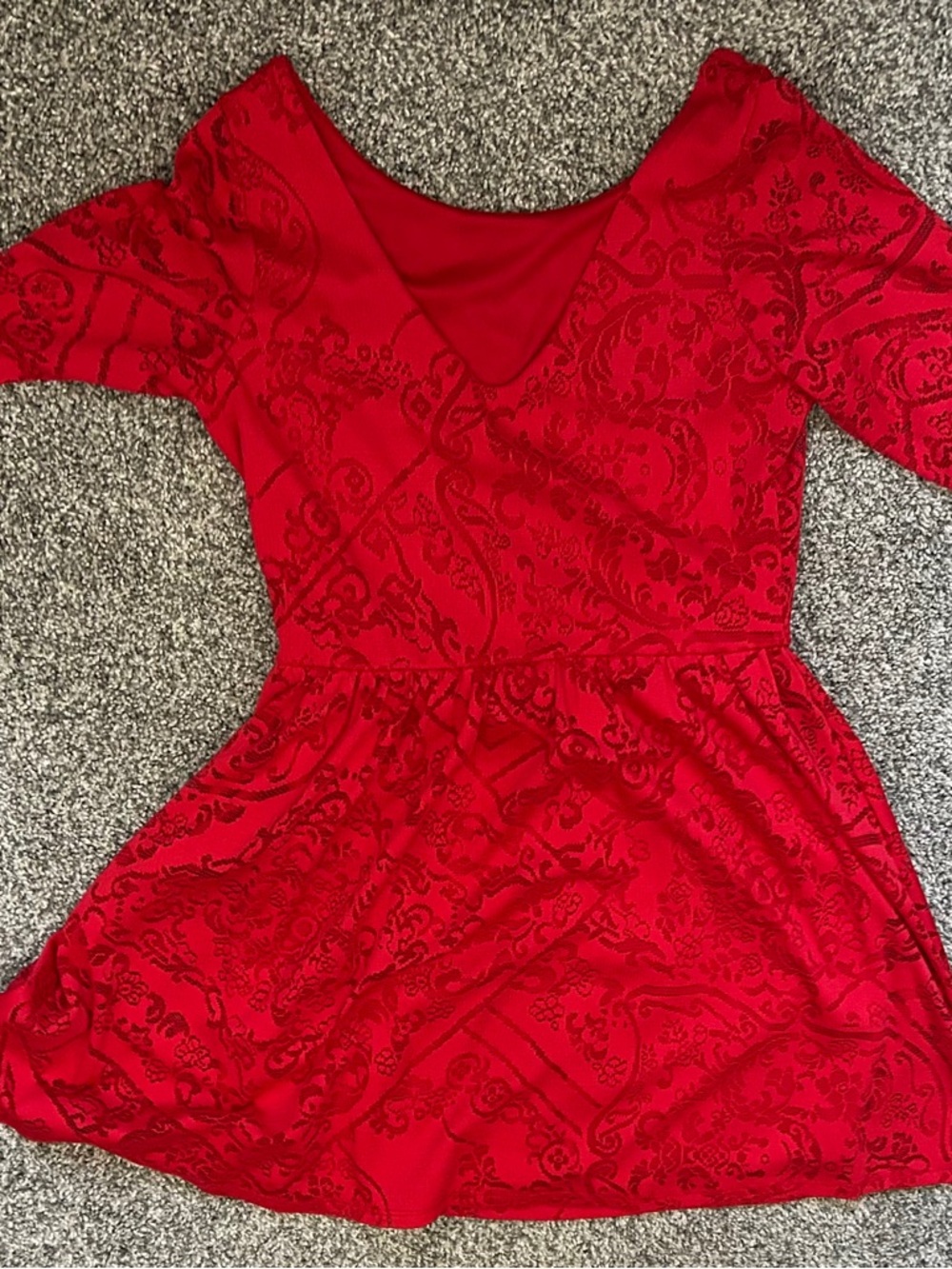 miami Red Short Sleeve V-Neck Mini Dress